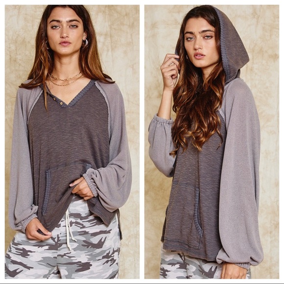 #19 Stylish Fabulous Stone Washed Ribbed Hoodie - Picture 4 of 6